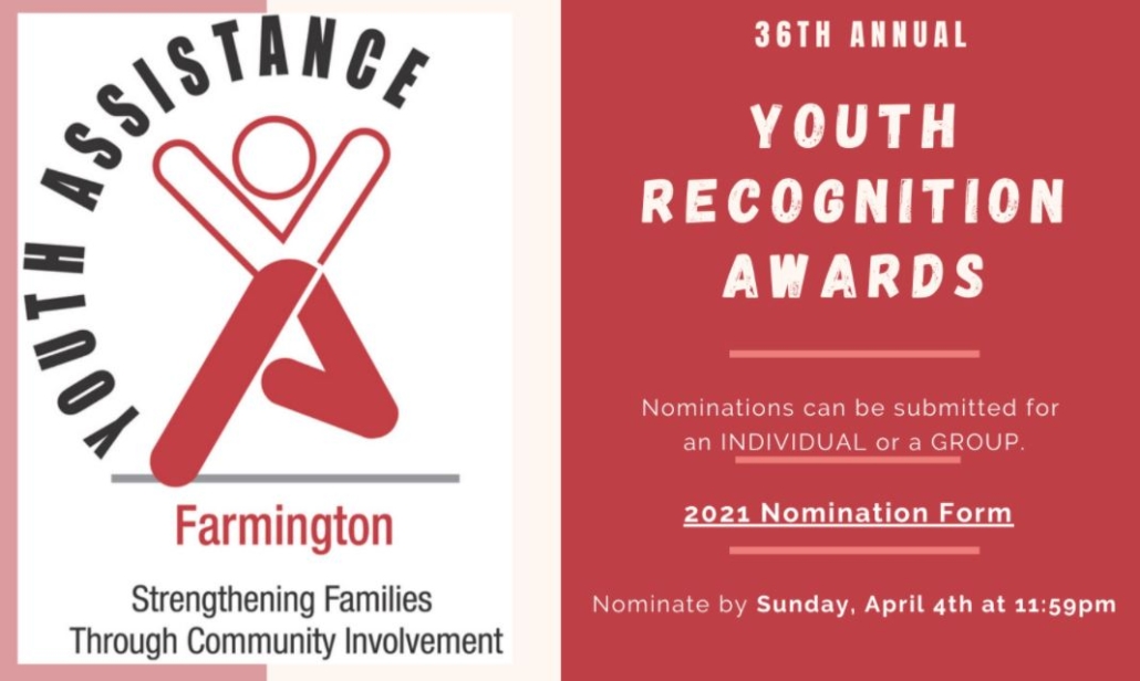 2021 Youth Recognition Awards Farmington Youth Assistance